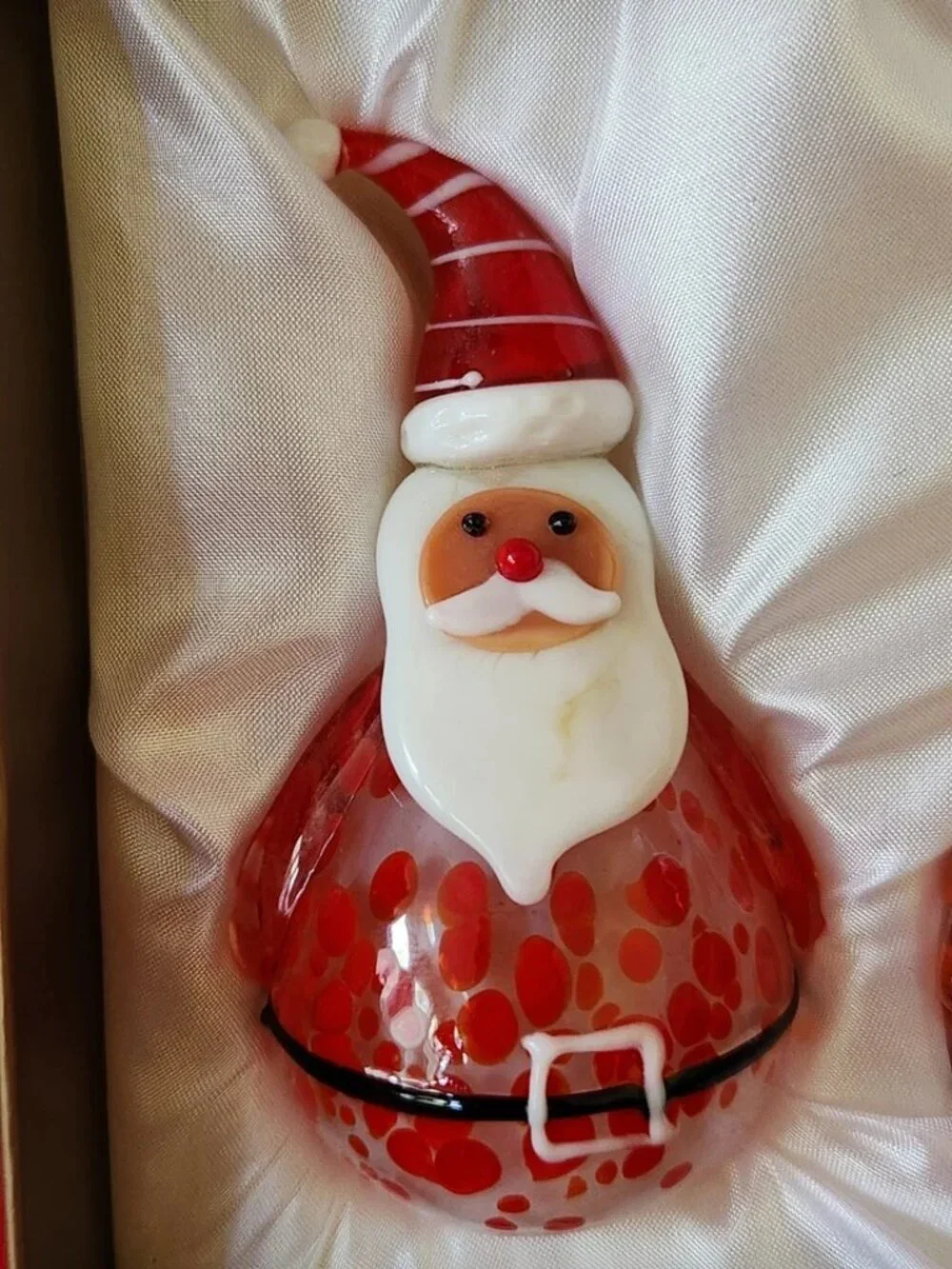 Pier 1 Imports Hand Blown Glass Santa Claus Christmas Salt/Pepper Shakers NIB